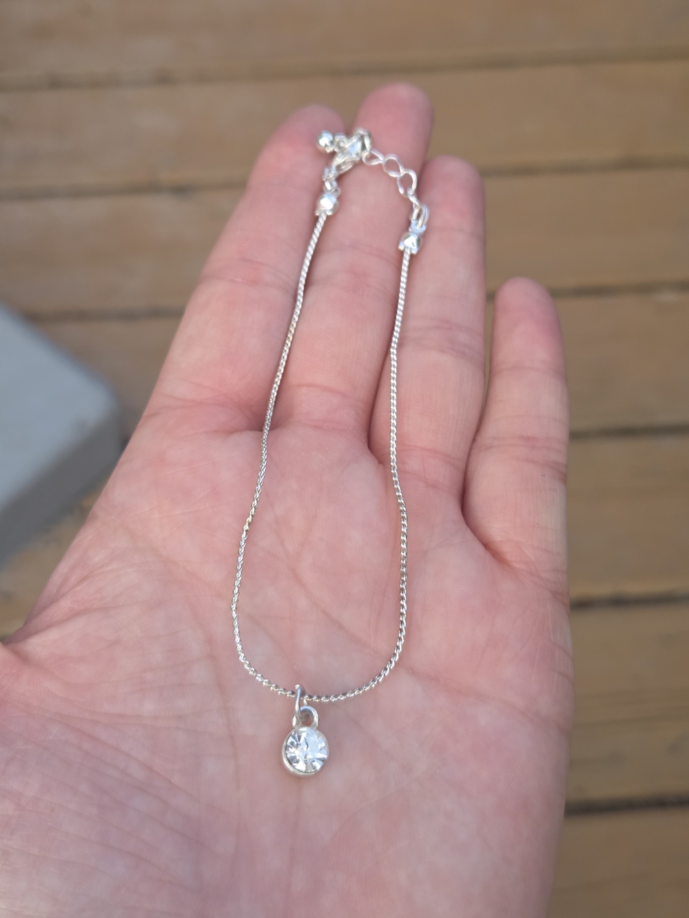 Silver Crystal Pendant Bracelet - Elegant Minimalist Jewelry
